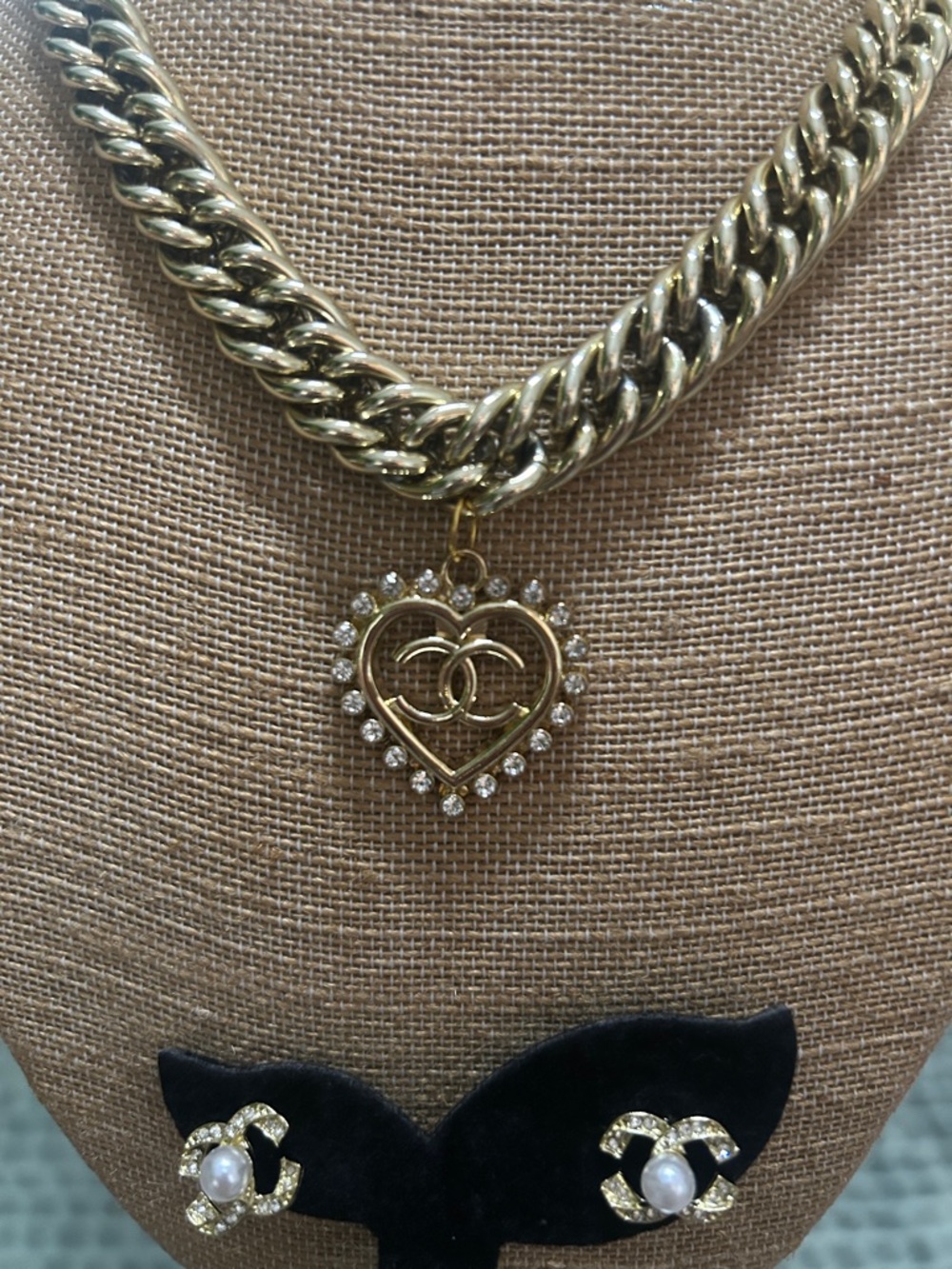 GOLD-TONED  Heart Pendant Necklace with Crystal Accents - Picture 8 of 11